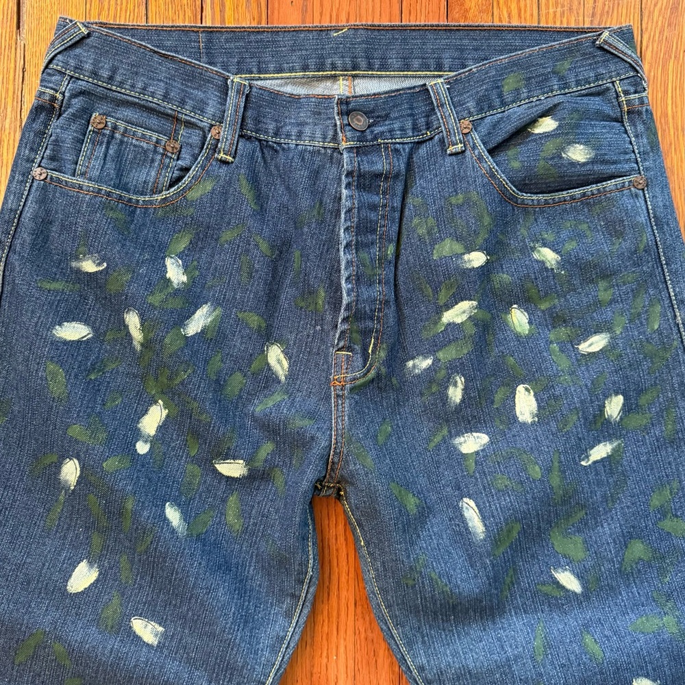Y2K Evisu Dragon Koi Fish Hand Painted Vintage Denim Jeans - Picture 13 of 16